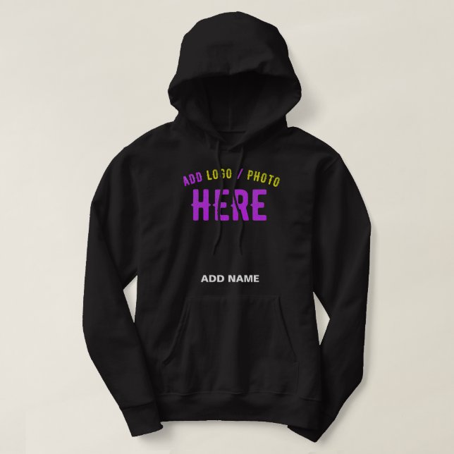 STYLISH MODERN CUSTOMIZABLE BLACK VERIFIED BRANDED HOODIE (Design Front)