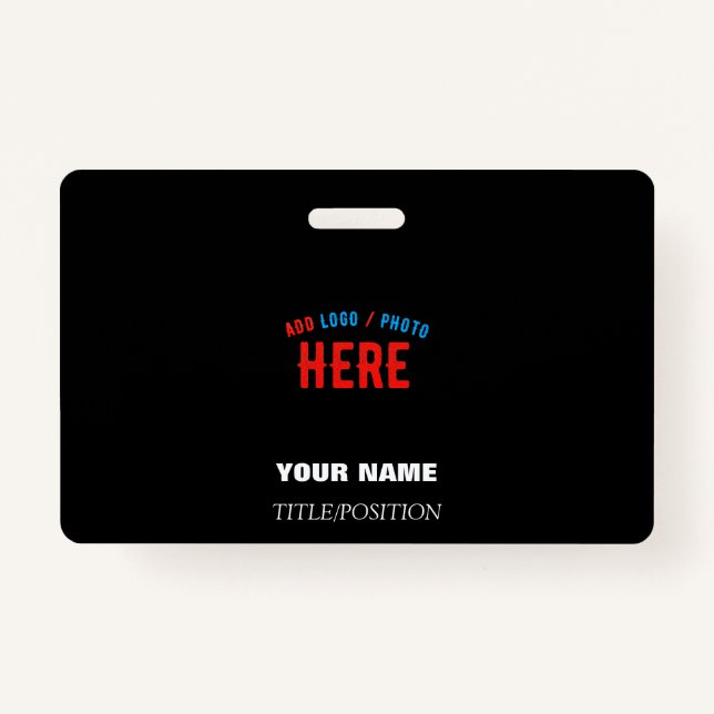 STYLISH MODERN CUSTOMIZABLE BLACK VERIFIED BRANDED ID BADGE (Front)