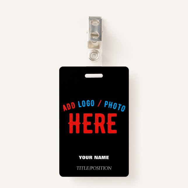 STYLISH MODERN CUSTOMIZABLE BLACK VERIFIED BRANDED ID BADGE (Front with Clip)