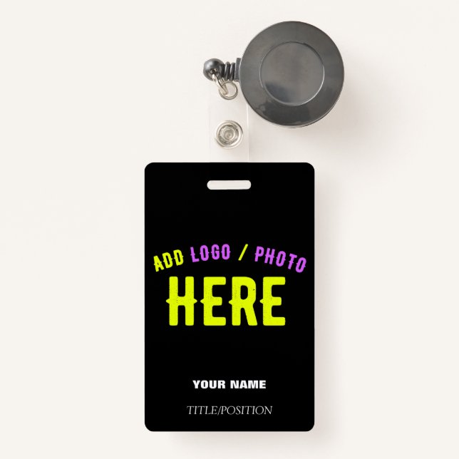 STYLISH MODERN CUSTOMIZABLE BLACK VERIFIED BRANDED ID BADGE (Front with Retractable)