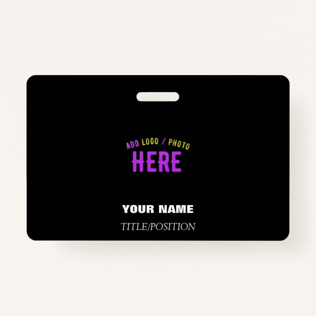 STYLISH MODERN CUSTOMIZABLE BLACK VERIFIED BRANDED ID BADGE (Front)