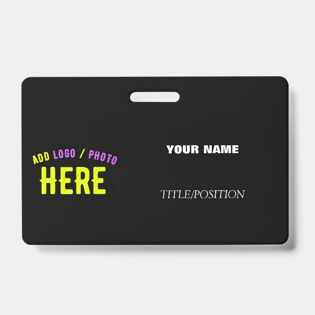 STYLISH MODERN CUSTOMIZABLE BLACK VERIFIED BRANDED ID BADGE (Front)