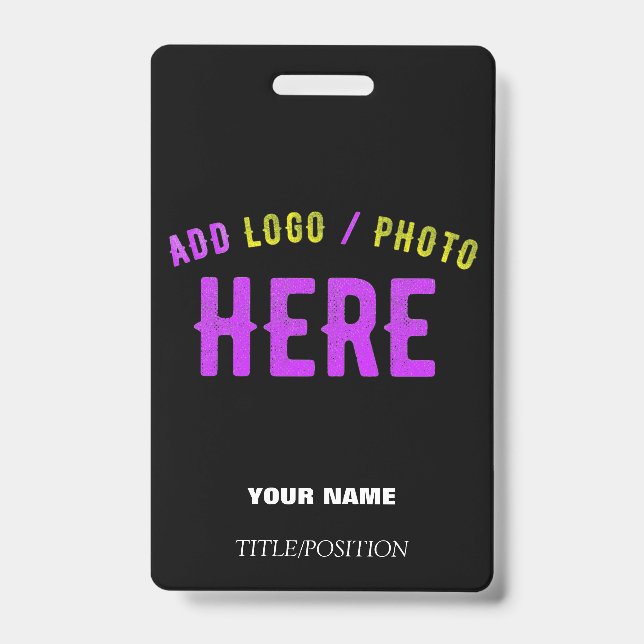 STYLISH MODERN CUSTOMIZABLE BLACK VERIFIED BRANDED ID BADGE (Front)