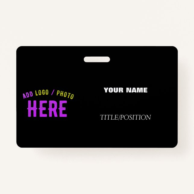 STYLISH MODERN CUSTOMIZABLE BLACK VERIFIED BRANDED ID BADGE (Front)