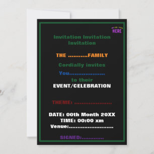 STYLISH MODERN CUSTOMIZABLE BLACK VERIFIED BRANDED INVITATION