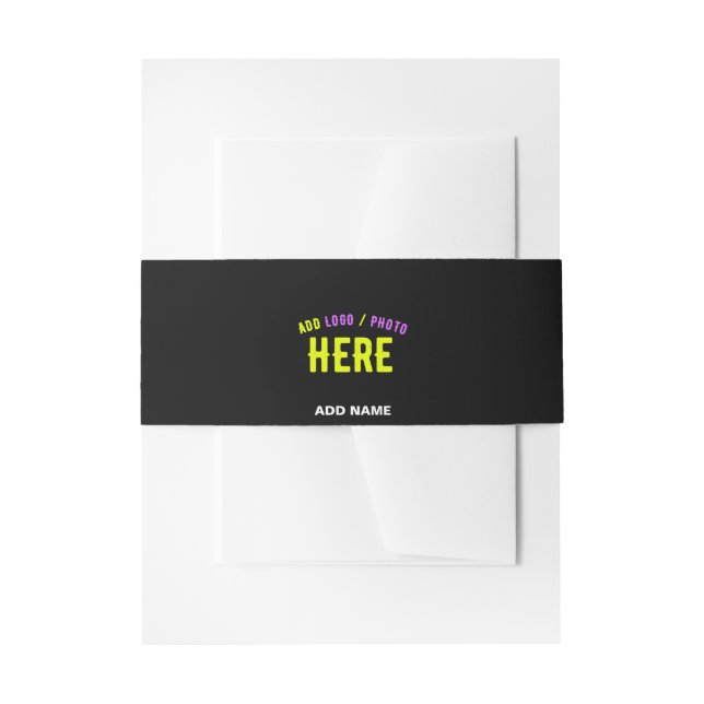 STYLISH MODERN CUSTOMIZABLE BLACK VERIFIED BRANDED INVITATION BELLY BAND (Front Example)