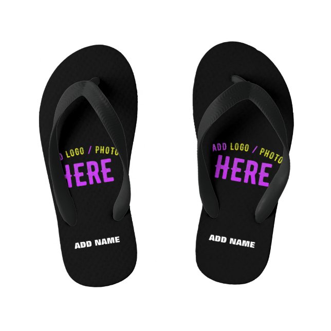 STYLISH MODERN CUSTOMIZABLE BLACK VERIFIED BRANDED KID'S FLIP FLOPS (Footbed)