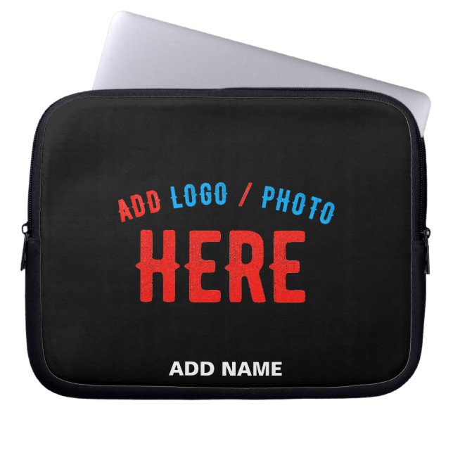 STYLISH MODERN CUSTOMIZABLE BLACK VERIFIED BRANDED LAPTOP SLEEVE (Front)