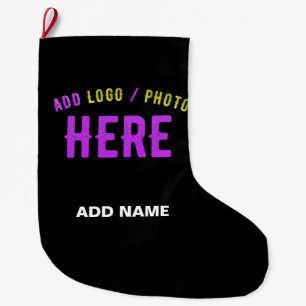 STYLISH MODERN CUSTOMIZABLE BLACK VERIFIED BRANDED LARGE CHRISTMAS STOCKING