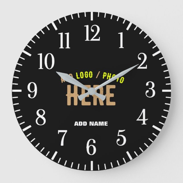 STYLISH MODERN CUSTOMIZABLE BLACK VERIFIED BRANDED LARGE CLOCK (Front)