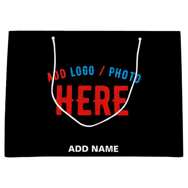 STYLISH MODERN CUSTOMIZABLE BLACK VERIFIED BRANDED LARGE GIFT BAG (Front)