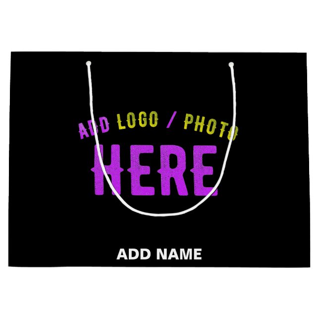 STYLISH MODERN CUSTOMIZABLE BLACK VERIFIED BRANDED LARGE GIFT BAG (Front)