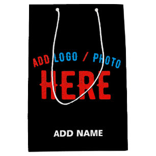 STYLISH MODERN CUSTOMIZABLE BLACK VERIFIED BRANDED MEDIUM GIFT BAG
