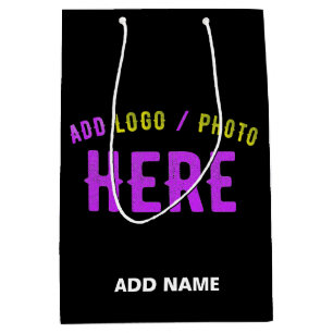 STYLISH MODERN CUSTOMIZABLE BLACK VERIFIED BRANDED MEDIUM GIFT BAG