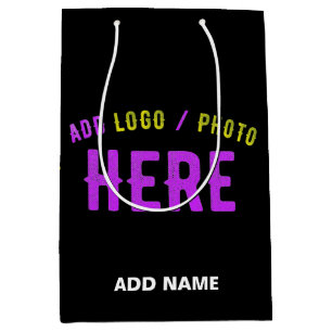 STYLISH MODERN CUSTOMIZABLE BLACK VERIFIED BRANDED MEDIUM GIFT BAG