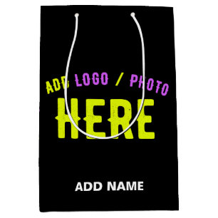 STYLISH MODERN CUSTOMIZABLE BLACK VERIFIED BRANDED MEDIUM GIFT BAG