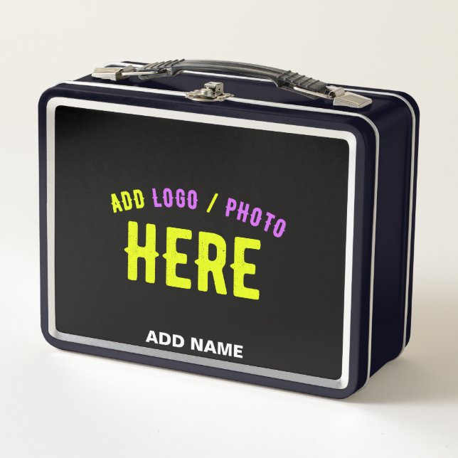 STYLISH MODERN CUSTOMIZABLE BLACK VERIFIED BRANDED METAL LUNCH BOX (Front)