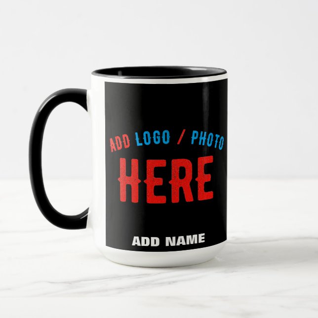 STYLISH MODERN CUSTOMIZABLE BLACK VERIFIED BRANDED MUG (Left)