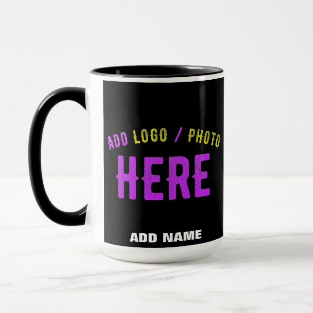 STYLISH MODERN CUSTOMIZABLE BLACK VERIFIED BRANDED MUG (Left)