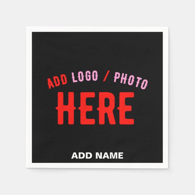 STYLISH MODERN CUSTOMIZABLE BLACK VERIFIED BRANDED NAPKIN (Front)