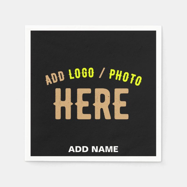 STYLISH MODERN CUSTOMIZABLE BLACK VERIFIED BRANDED NAPKIN (Front)