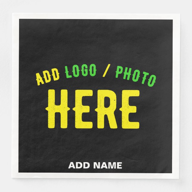 STYLISH MODERN CUSTOMIZABLE BLACK VERIFIED BRANDED NAPKIN (Front)