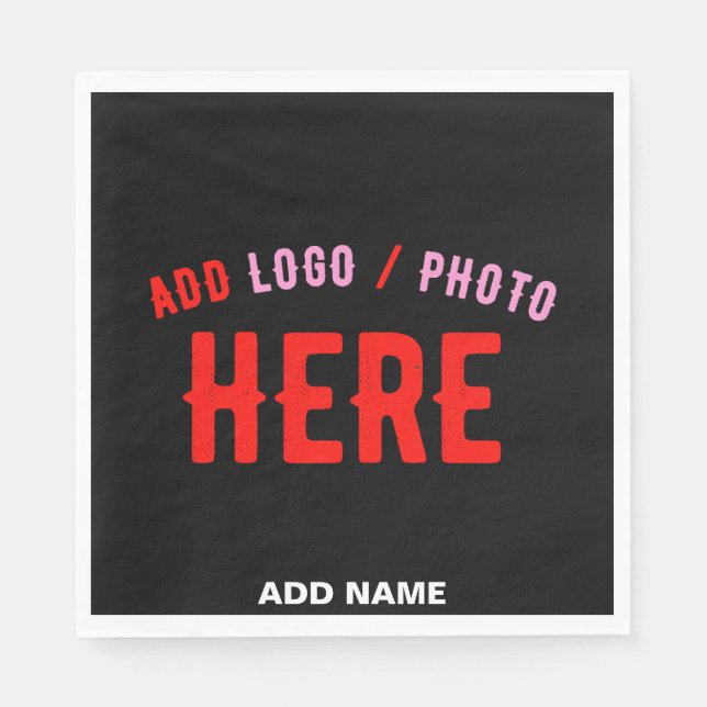 STYLISH MODERN CUSTOMIZABLE BLACK VERIFIED BRANDED NAPKIN (Front)