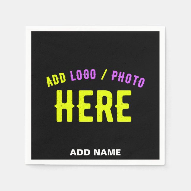 STYLISH MODERN CUSTOMIZABLE BLACK VERIFIED BRANDED NAPKIN (Front)