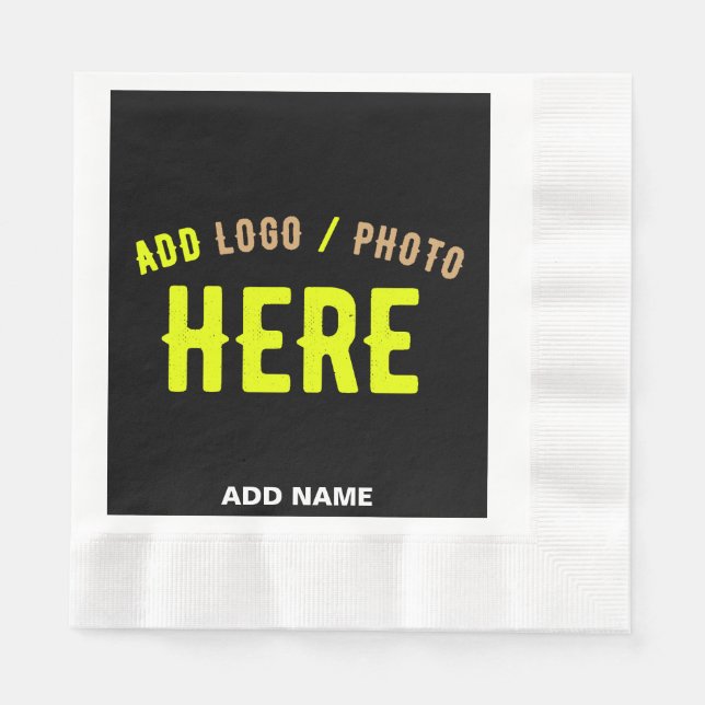 STYLISH MODERN CUSTOMIZABLE BLACK VERIFIED BRANDED NAPKIN (Front)