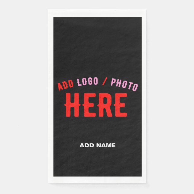 STYLISH MODERN CUSTOMIZABLE BLACK VERIFIED BRANDED NAPKIN (Front)