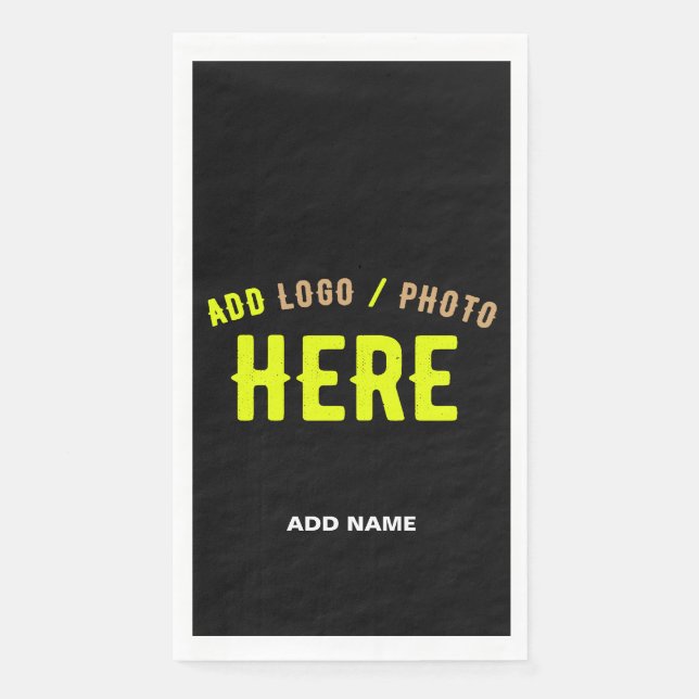 STYLISH MODERN CUSTOMIZABLE BLACK VERIFIED BRANDED NAPKIN (Front)