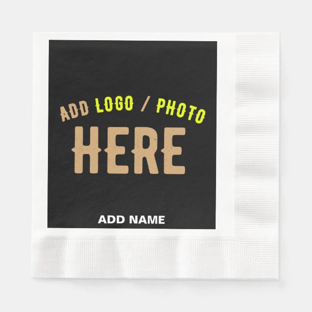 STYLISH MODERN CUSTOMIZABLE BLACK VERIFIED BRANDED NAPKIN (Front)