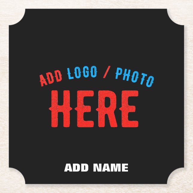 STYLISH MODERN CUSTOMIZABLE BLACK VERIFIED BRANDED PAPER COASTER (Front)
