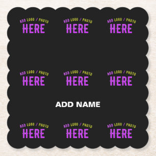 STYLISH MODERN CUSTOMIZABLE BLACK VERIFIED BRANDED PAPER COASTER