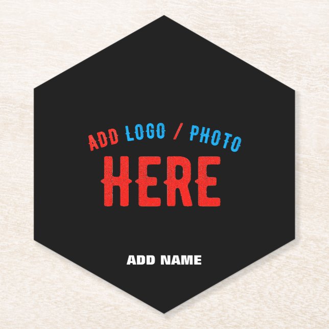 STYLISH MODERN CUSTOMIZABLE BLACK VERIFIED BRANDED PAPER COASTER (Front)
