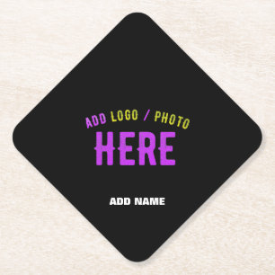 STYLISH MODERN CUSTOMIZABLE BLACK VERIFIED BRANDED PAPER COASTER