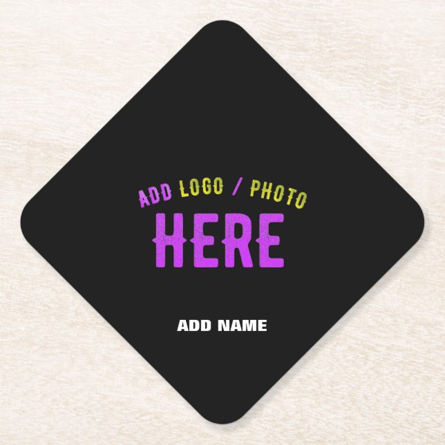 STYLISH MODERN CUSTOMIZABLE BLACK VERIFIED BRANDED PAPER COASTER (Front)