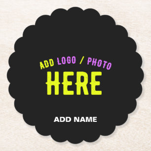 STYLISH MODERN CUSTOMIZABLE BLACK VERIFIED BRANDED PAPER COASTER