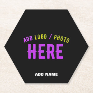 STYLISH MODERN CUSTOMIZABLE BLACK VERIFIED BRANDED PAPER COASTER