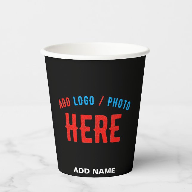 STYLISH MODERN CUSTOMIZABLE BLACK VERIFIED BRANDED PAPER CUPS (Front)