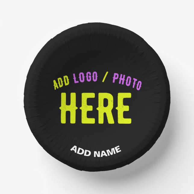 STYLISH MODERN CUSTOMIZABLE BLACK VERIFIED BRANDED PAPER PLATE (Front)