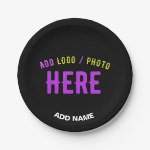STYLISH MODERN CUSTOMIZABLE BLACK VERIFIED BRANDED PAPER PLATE