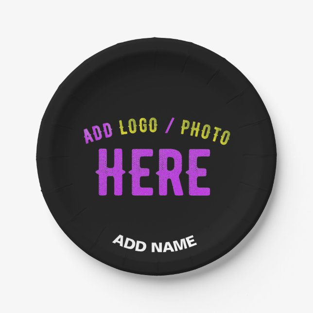 STYLISH MODERN CUSTOMIZABLE BLACK VERIFIED BRANDED PAPER PLATE (Front)