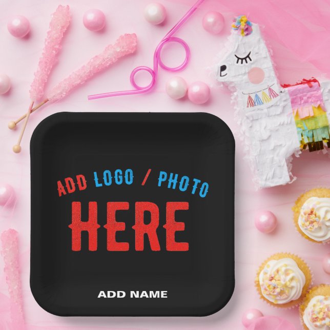 STYLISH MODERN CUSTOMIZABLE BLACK VERIFIED BRANDED PAPER PLATE (Party)