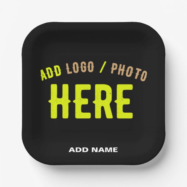 STYLISH MODERN CUSTOMIZABLE BLACK VERIFIED BRANDED PAPER PLATE (Front)