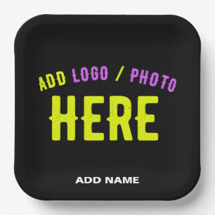 STYLISH MODERN CUSTOMIZABLE BLACK VERIFIED BRANDED PAPER PLATE