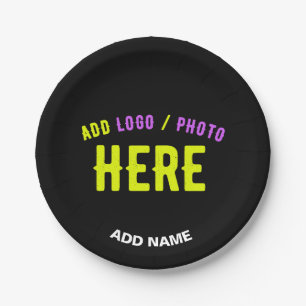 STYLISH MODERN CUSTOMIZABLE BLACK VERIFIED BRANDED PAPER PLATE