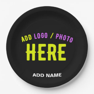STYLISH MODERN CUSTOMIZABLE BLACK VERIFIED BRANDED PAPER PLATE