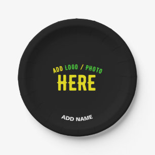 STYLISH MODERN CUSTOMIZABLE BLACK VERIFIED BRANDED PAPER PLATE
