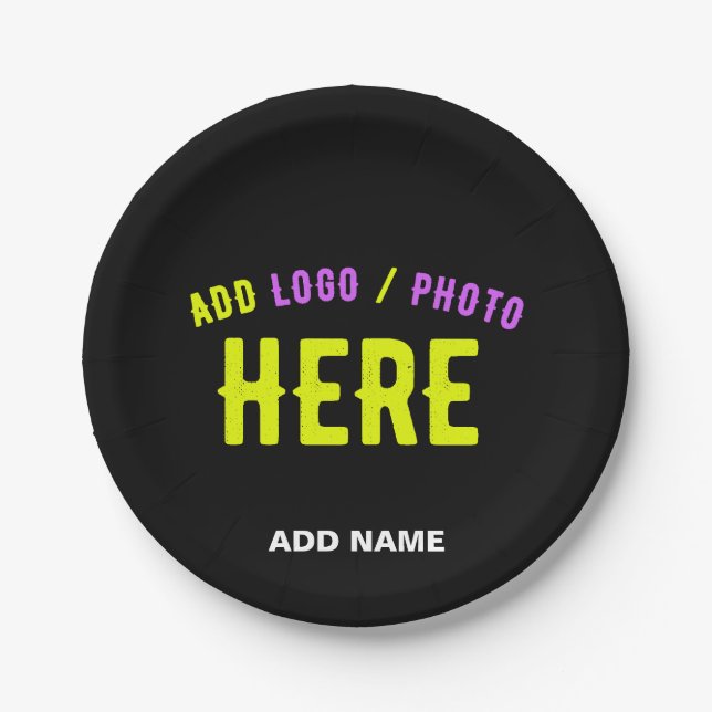STYLISH MODERN CUSTOMIZABLE BLACK VERIFIED BRANDED PAPER PLATE (Front)